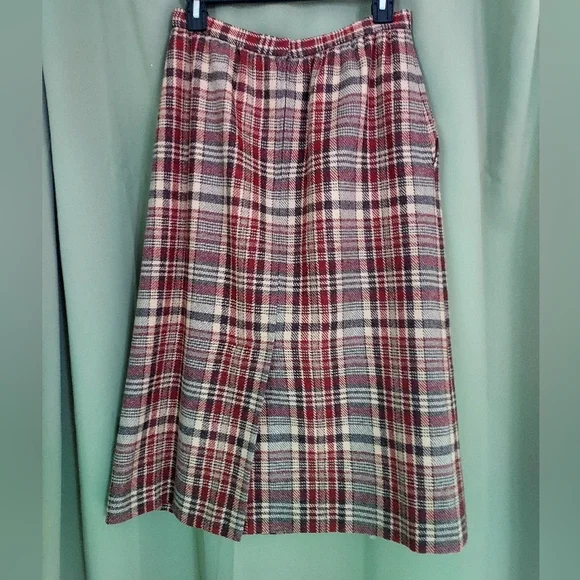 Vintage Plaid High-waisted Midi Skirt Suburban Separates by County Miss - Picture 7 of 9